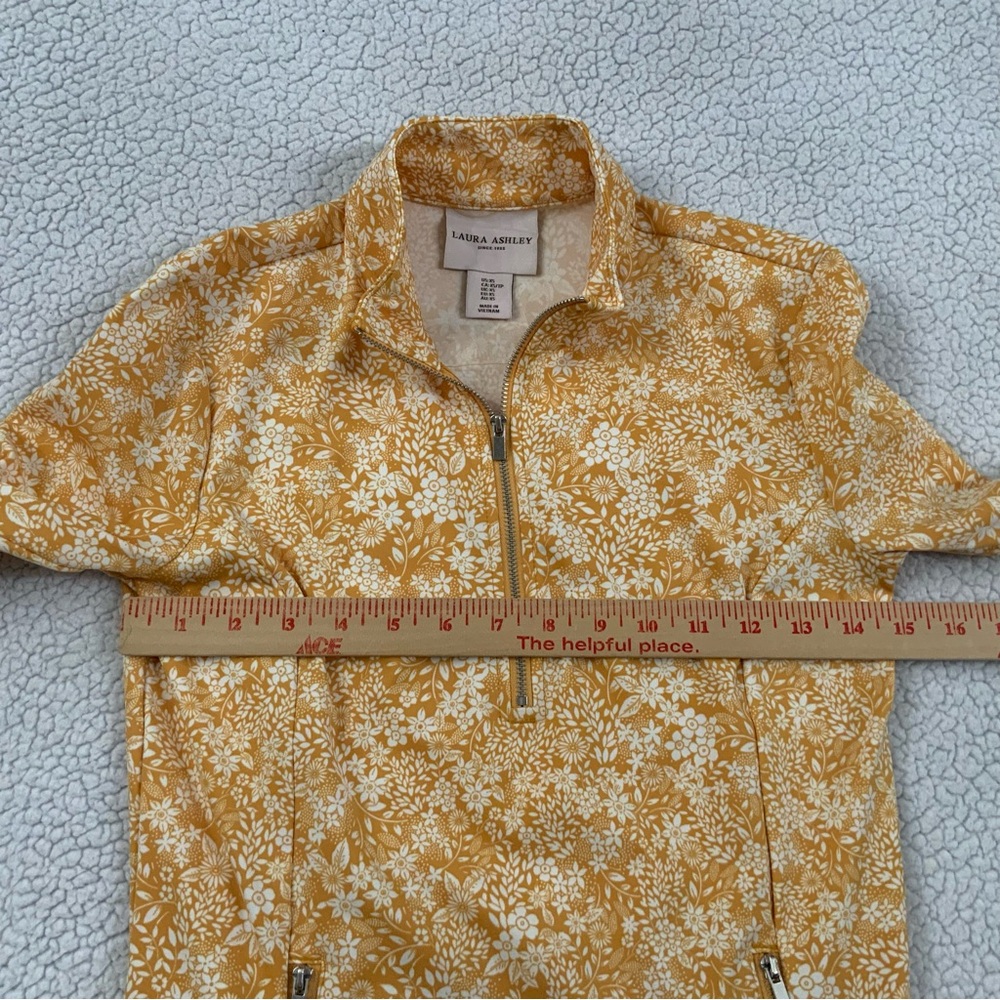 Laura Ashley Women’s XS UPF 50 Yellow Floral Slim 1/2 Zip Pullover Jacket Top - Picture 7 of 13